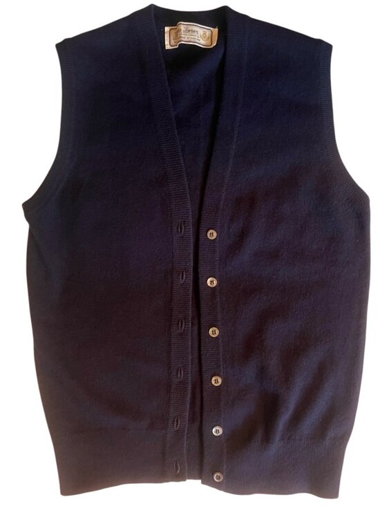 Glenmac of Scotland Sweaters - Roble Jones Glenmac Of Scotland Navy Blue Geelong Lambs Wool Button-Up Vest XS
